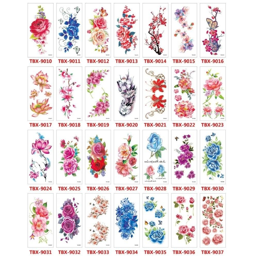 Lotus Green Leaf Flower Temporary Tattoo Stickers Floral Fake Tattoos Leg/ Arm/ Hand/Foot