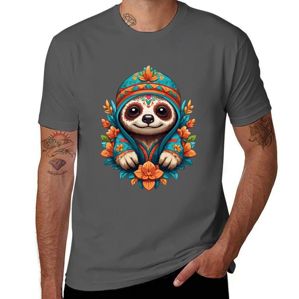 Sloth Iconic Sugar Skull Mexico Tshirt Lightweight Hiking Tshirt