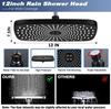 Concealed Shower Set: 12" Square Top Spray with 3-Function Handheld Shower Head (Jet & Water Functions)