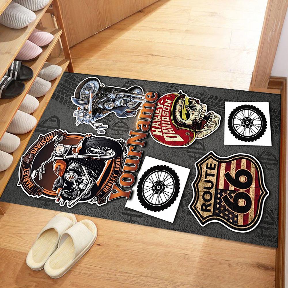 Harley-davidson Motorcycles Customize Text Floor Rug Office Rug Perfect for Kitchen Dining Room Decorate room Hallway Anti-slip Rug Office home decor