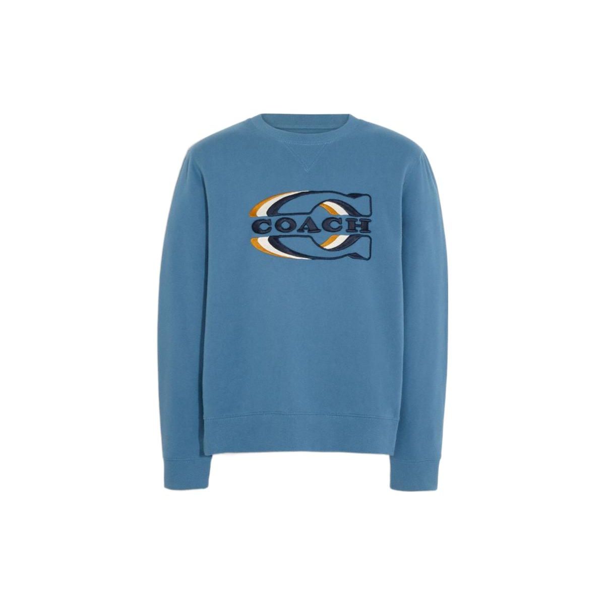 Coach FW22 Logo Print Crewneck Sweatshirt Men sweatshirt Blue CE343-BLU XS