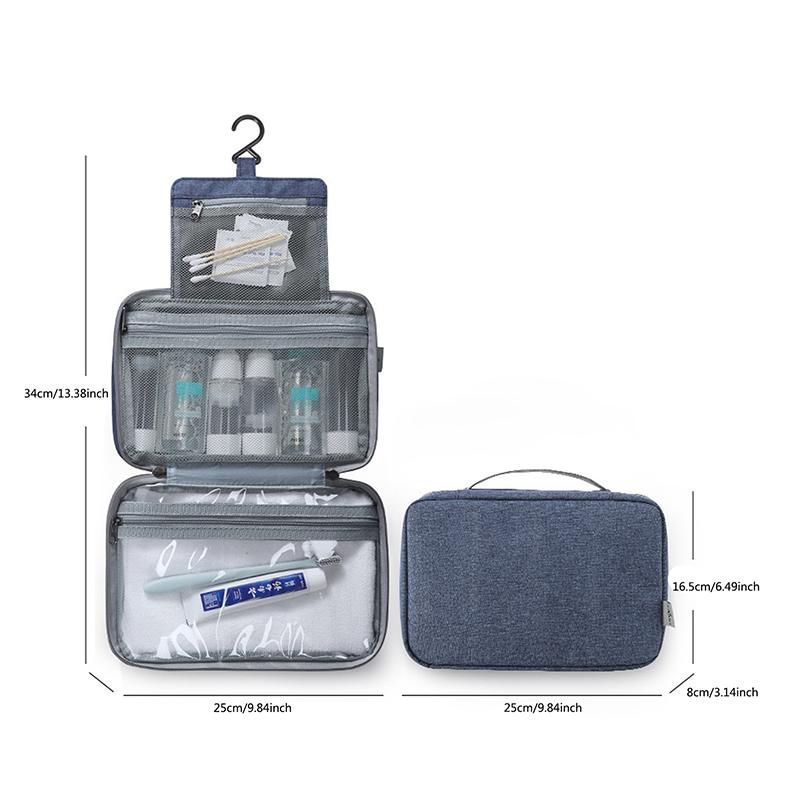 Podróżna wodoodporna składana kosmetyczka do oddzielania rzeczy suchych i mokrych, kosmetyczka o dużej pojemności