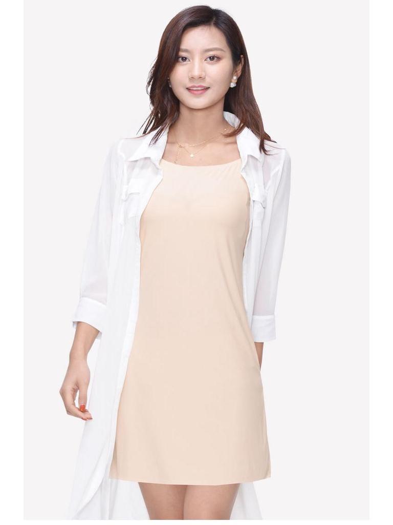 Women's Ultra-Thin Silk Seamless Camisole Slip Dress with Spaghetti Straps