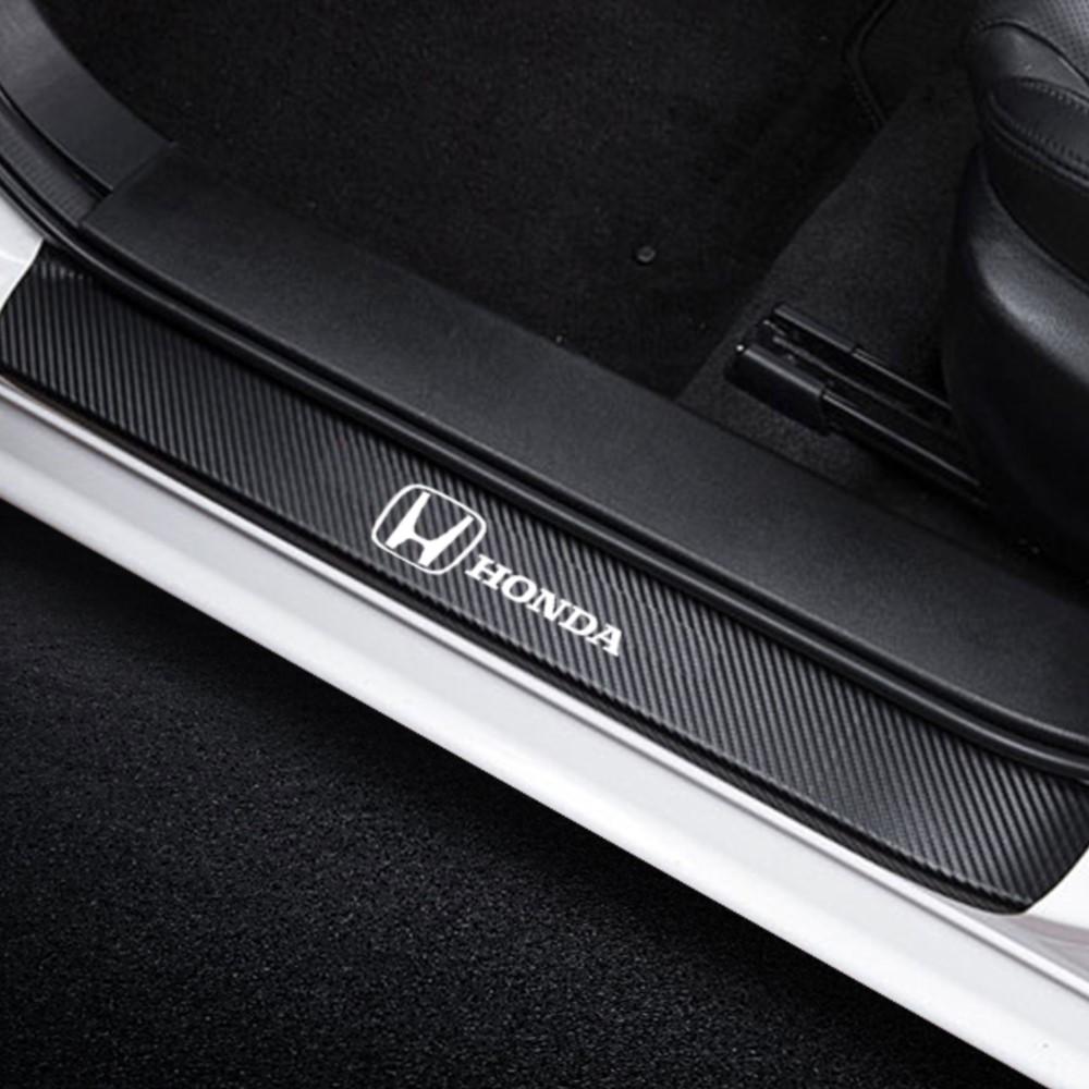 Dncr6 4Pcs Carbon Fiber Car Door Threshold Sill Sticker Badge For Honda Mugen Typer ACCORD Airwave Avancier Civic INSPIRE GK5 CRV XRV
