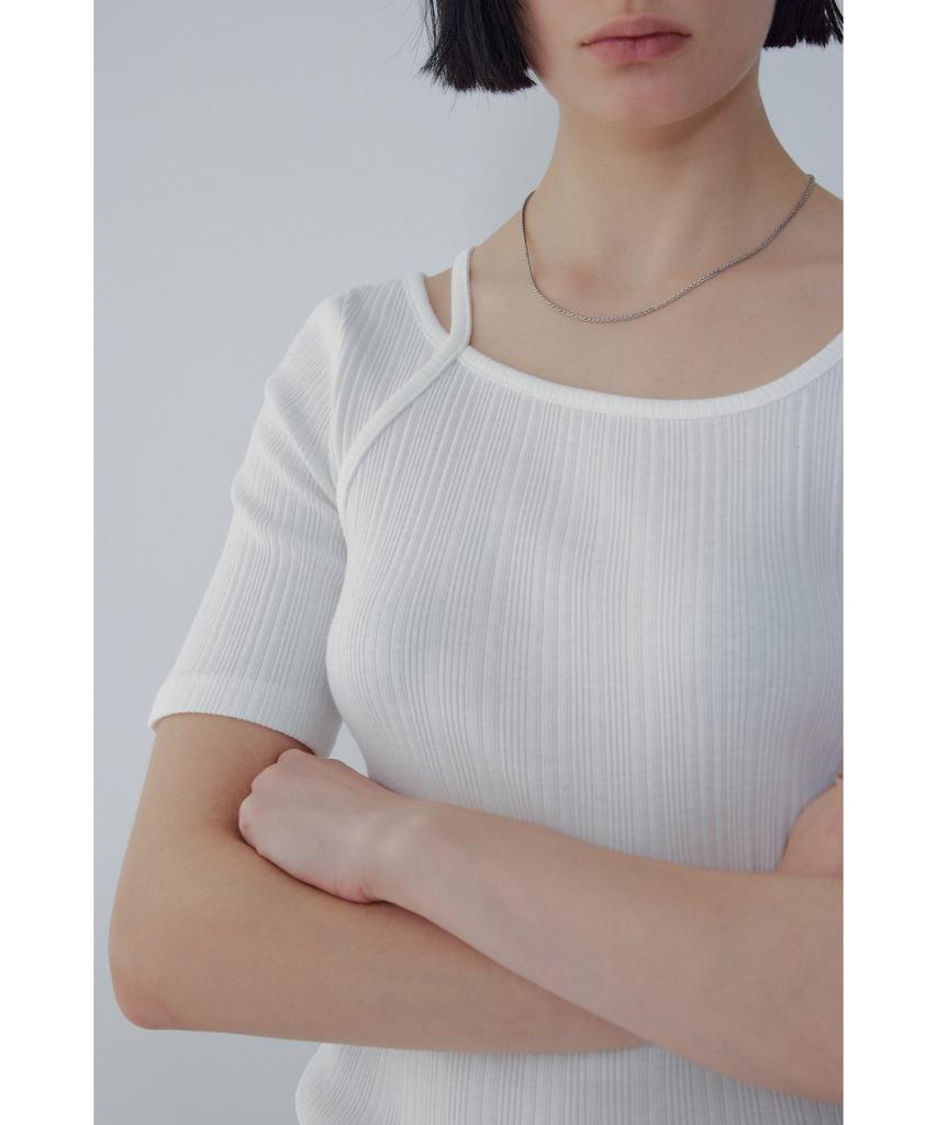 Bobeu Cutout Detail Ribbed T-Shirt_White 7156240002