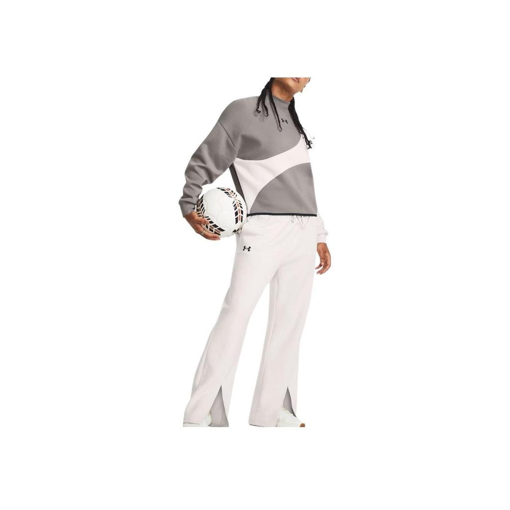 Under Armour Solid Color Mid Waist Split Loose Drawstring Casual Pants Women pants White 1379847-114