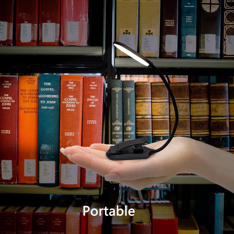 Rechargeable LED Small Book Light Portable Clip On Reading Night Light with Clamp Kids Gooseneck Eye Protection