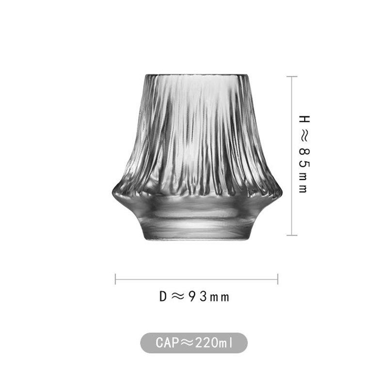 220ML Volcano Shaped Striped Glass Cup Espresso Coffee Latte Caffè Americano Cup Bar Whiskey Cocktail Glasses Transparent 220ml