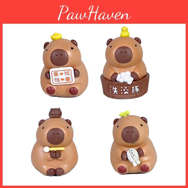 Cute Cartoon Bath Capybara Mini Model Ornament Set For Cute Toy Fans