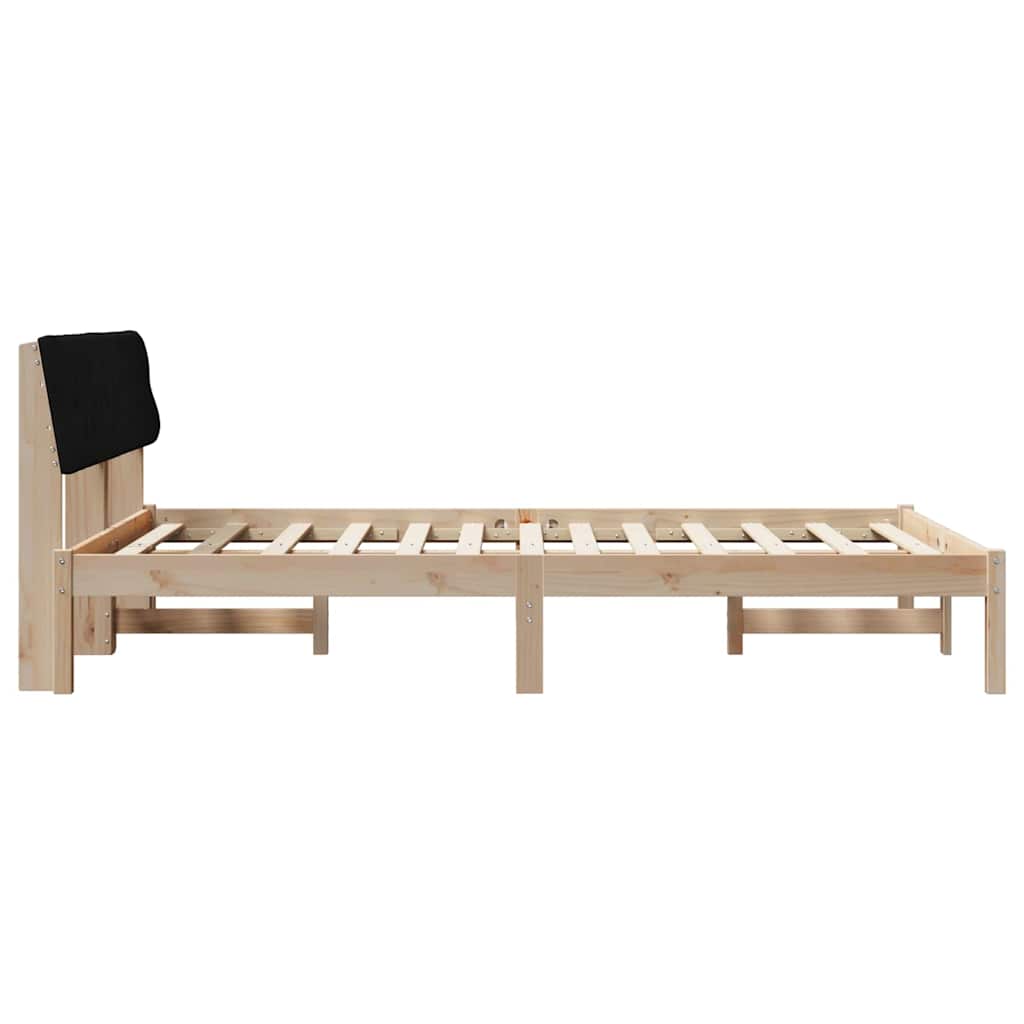 Brown and Black Bed Frame 160 x 200 cm Solid Pine Wood