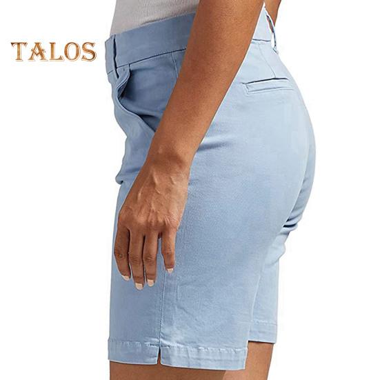 Shorts femininos de verão, slim fit, reto, comprimento até o joelho, esportivo, cor sólida, bolsos, cintura alta, casual, uso diário, shorts