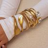 DIEZI Fashion Punk Gold Color Metal Cuff Bangles Vintage Exaggerated Rhinestone Geometric Bracelet Bangle For Women Men Jewelry