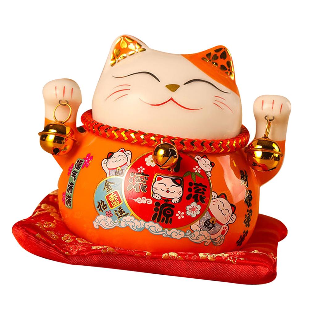 Lucky Cat Coin Bank 4.5in Exquisite Cute Bring Luck Good Wish Ceramic Fortune Cat Saving Pot Desk