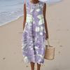 Women's Fashion Casual Sleeveless Round Neck Floral Elegant Temperament Dress