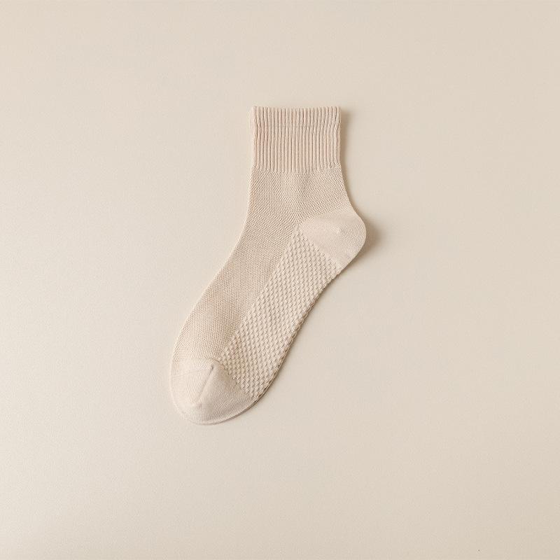 Șosete noi de primăvară și vară, culoare uni, pentru bărbați, cu talpă de masaj japoneză, plasă, șosete business medii, tub mediu, respirabile, simple, șosete din bumbac all-in-one