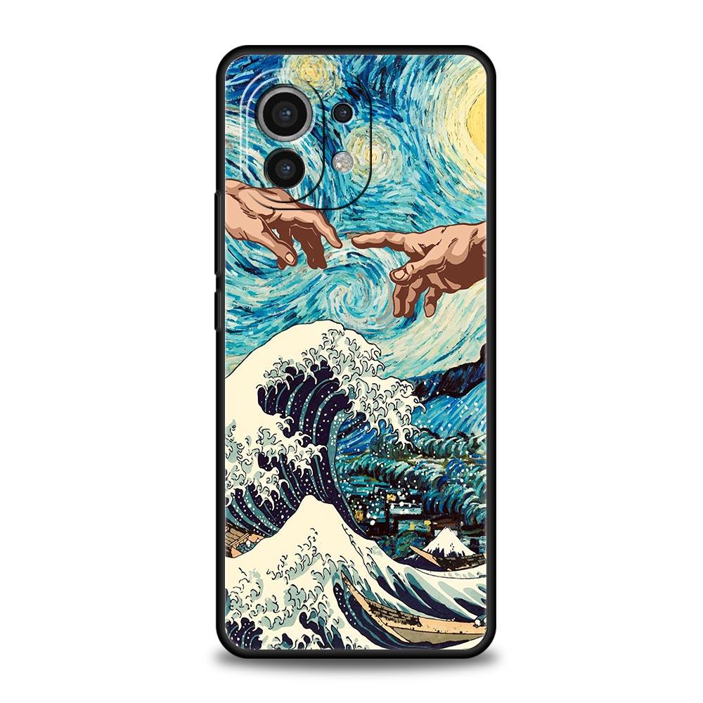 Golden Great Wave Kanagawa Surf Case For Xiaomi Poco X4 X3 NFC F3 F4 M3 M4 Mi Note 12T 10 12 11 Ultra 11T Pro 10T Lite 9T Cover