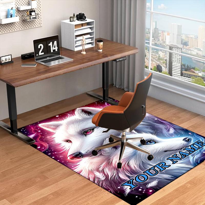 1PC Custom Name Wolf Dreams Stars Theme Floor Mat Ideal for Living Room, Game Rooms, Office, Bedroom Floor Mat Design