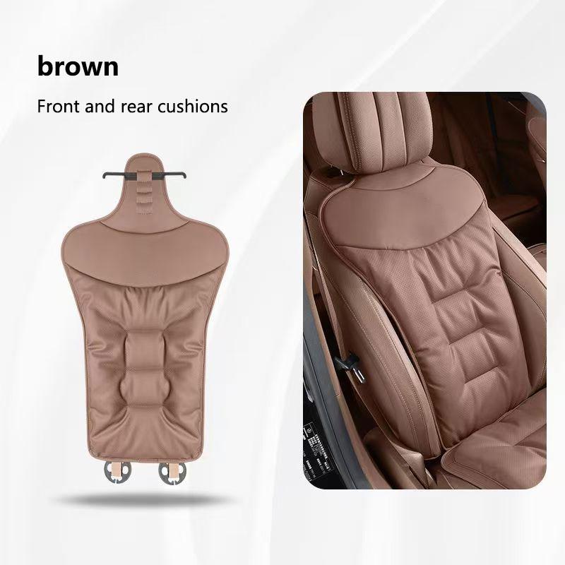 For Tesla Car Cushion Seat Cushion Backrest Single Piece Nappa Leather Breathable Velvet Four Season Universal Auto Interior
