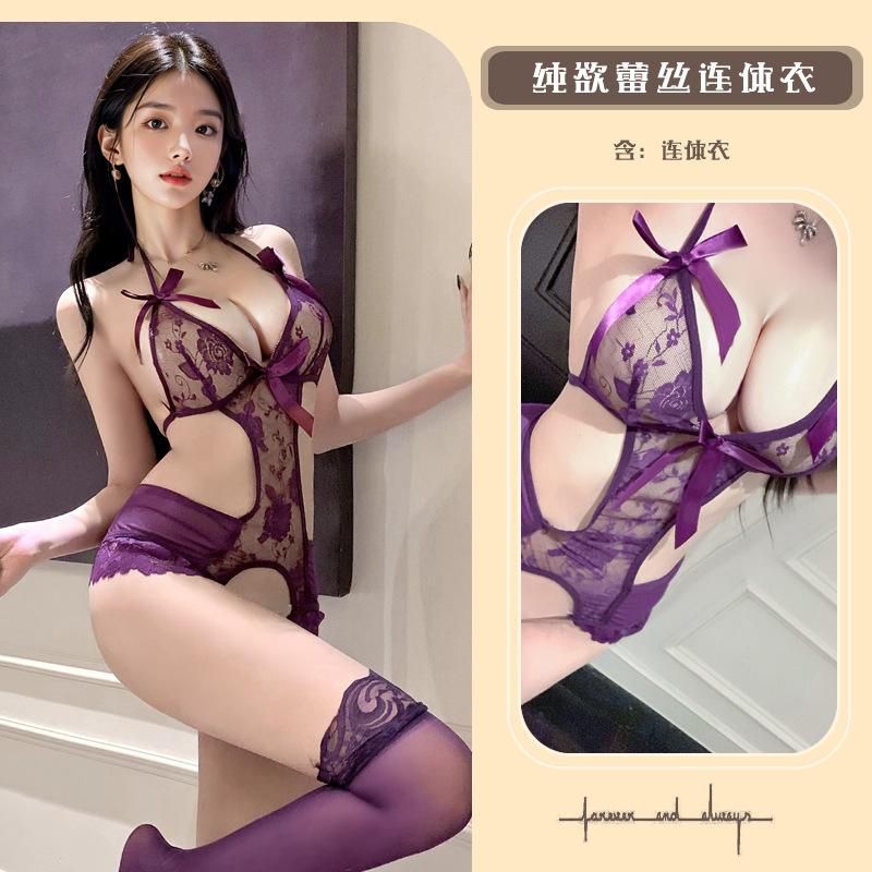 Sexy lingerie season-end sexy lace bow skinny babes strap-on onesie pure lust temptation