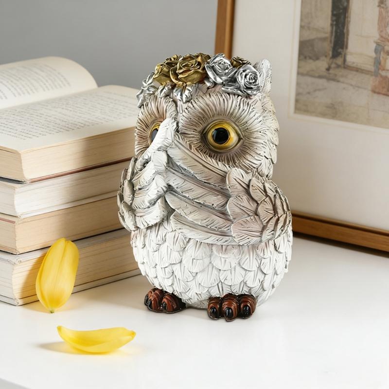 1Pc No See No Evils Hear No Evil Speak Owl Figurines Resin Owl Statues Home Decors Collectibles Animal Sculptures