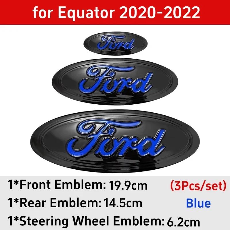 Car Sticker 3pcs Badge for Ford Taurus Equator Explorer Escape ST Kuga Mondeo Focus Edge Car Front Rear Logo Steering Wheel Cove