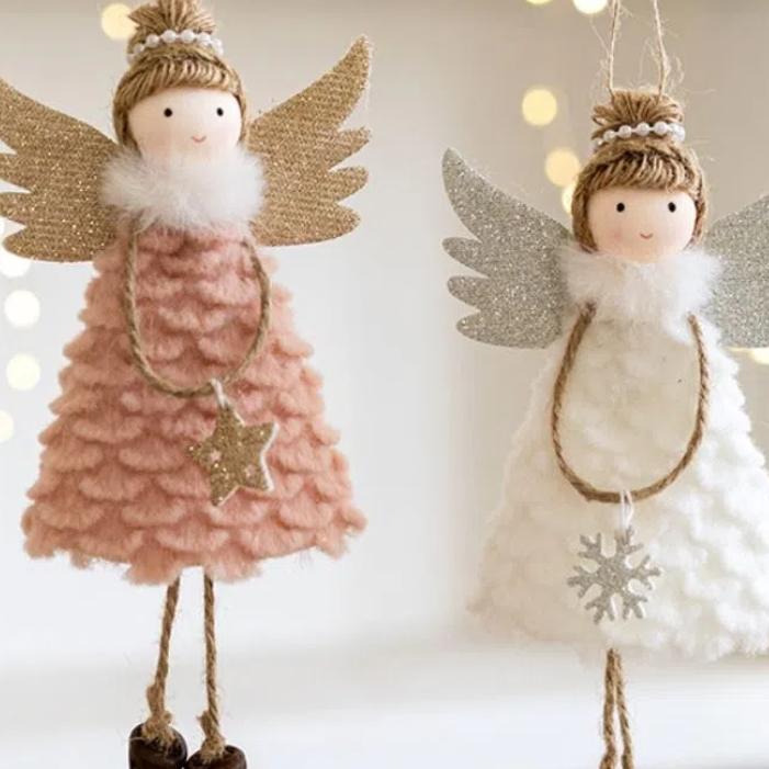 2pcs Cartoon Angel Girl Pendant Plush Christmas Tree Hanging Decoration New Year Festival Gifts