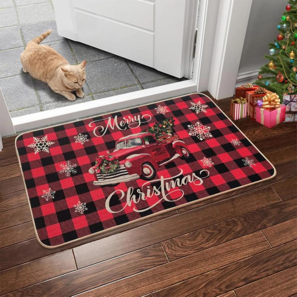 Christmas Decorative Rug, Easy-Clean Non-Slip Merry Christmas Doormat, Indoor/Outdoor Entrance Mat, Home Decor
