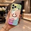 Keep Smiled Wink Heart Pastel Color Block Wavy Edge Phone Case For iPhone 17 16 15 14 13 12 11 8 7 Plus Pro Max Cute Cover