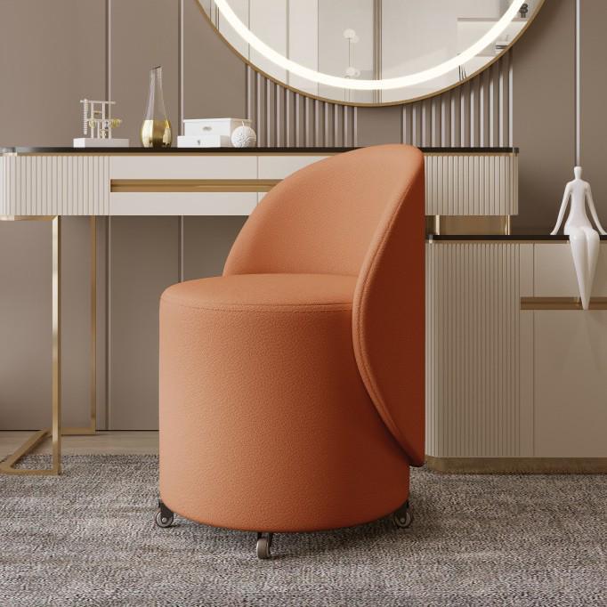 Rotating Dressing Stool with Backrest for Bedroom, Nail Salon, or Makeup Room