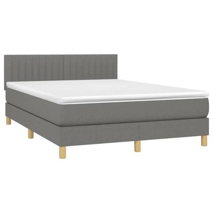 Maison Exclusive - Sommier à lattes de lit avec matelas Gris foncé 140x200cm Tissu