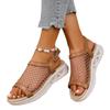 Summer New Round Head Fashion Hollow Soft Sole Mesh Sandals Women's Casual Flat Bottom Buckle Sandals