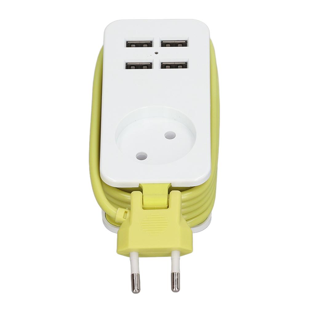 Power Strip 1200W 10A Fireproof  Adapter with 4 USB Port for Smartphones Tablet