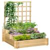 3-Tier Outdoor Planter with Trellis, Fir Wood and Non-Woven Fabric, 95x95x110 Cm
