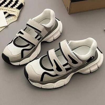 Lässige Hollow Out Sneaker Damen Dicke Sohle 2024 Neu Einfach All-Match Farbpassend Bequeme Schuhe für Damen Sommerzeit