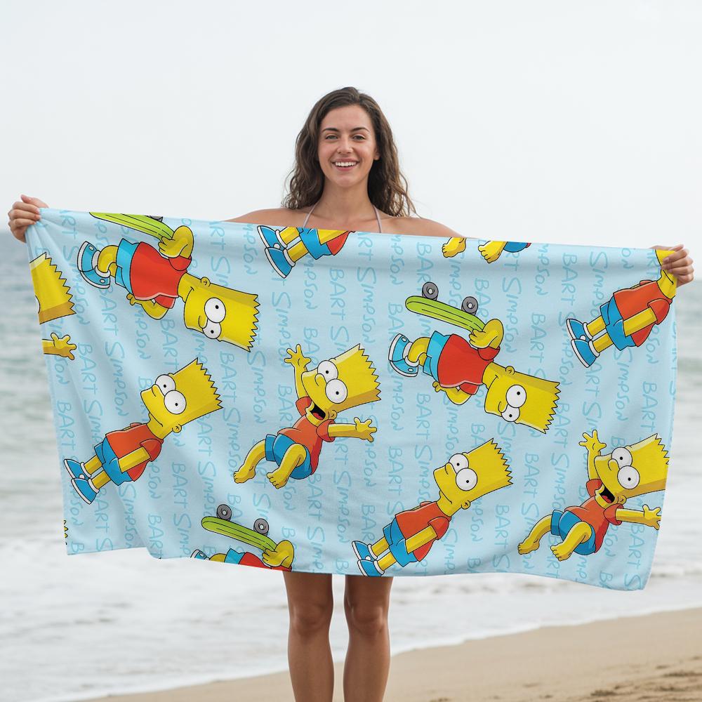 Cartoon character Simpsons Microfiber Quick Dry Beach Towel Cute Cartoon Anime Absorbent Soft Bath Towel for Travel Adult Kids
