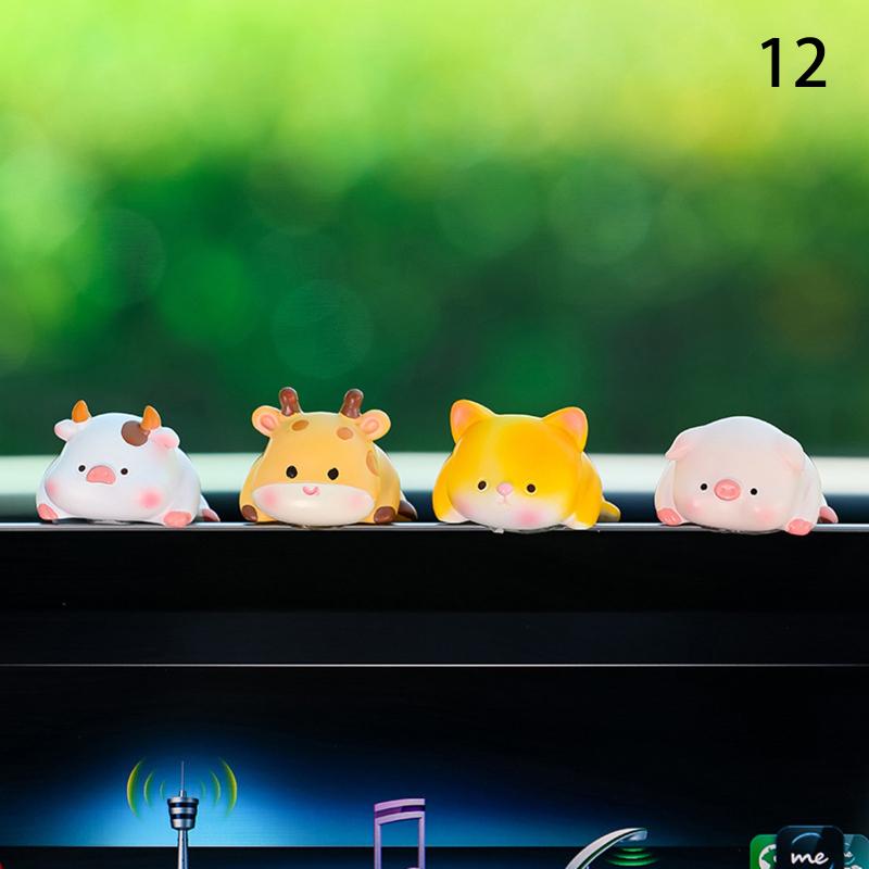 Mini Cartoon Animal Resin Decorative Toy Cute Computer Desktop Decoration Car Cute Doll Perfect Birthday Gift Choice Decoration