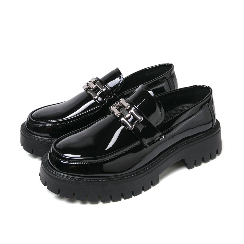 

Patent Leather Men Loafers Thick Bottom Height Increasing Business Casual Dress Shoes Comfort Male Formal Shoes Big Size 39-47 39 чёрный