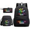 Rainbow Friends Surrounding Backpack Elementary School Student Starry Sky School Bag Three-piece Set
