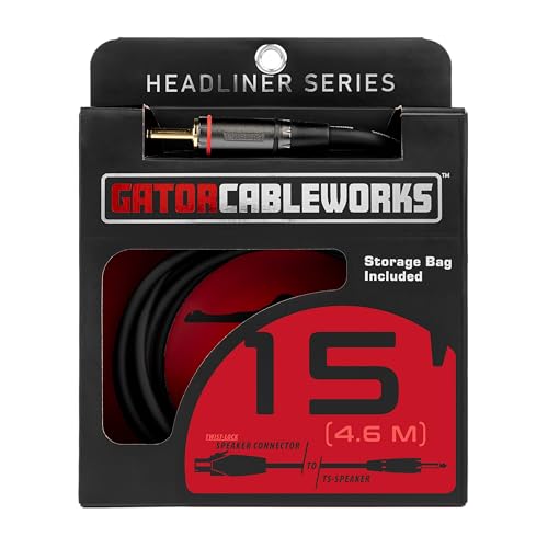 Cableworks by Gator Cases Headliner Series Speaker Cable (15ft) for TS-Phone/Speakon (GCWH-SPK-15-1TL) [Official Japanese Product]