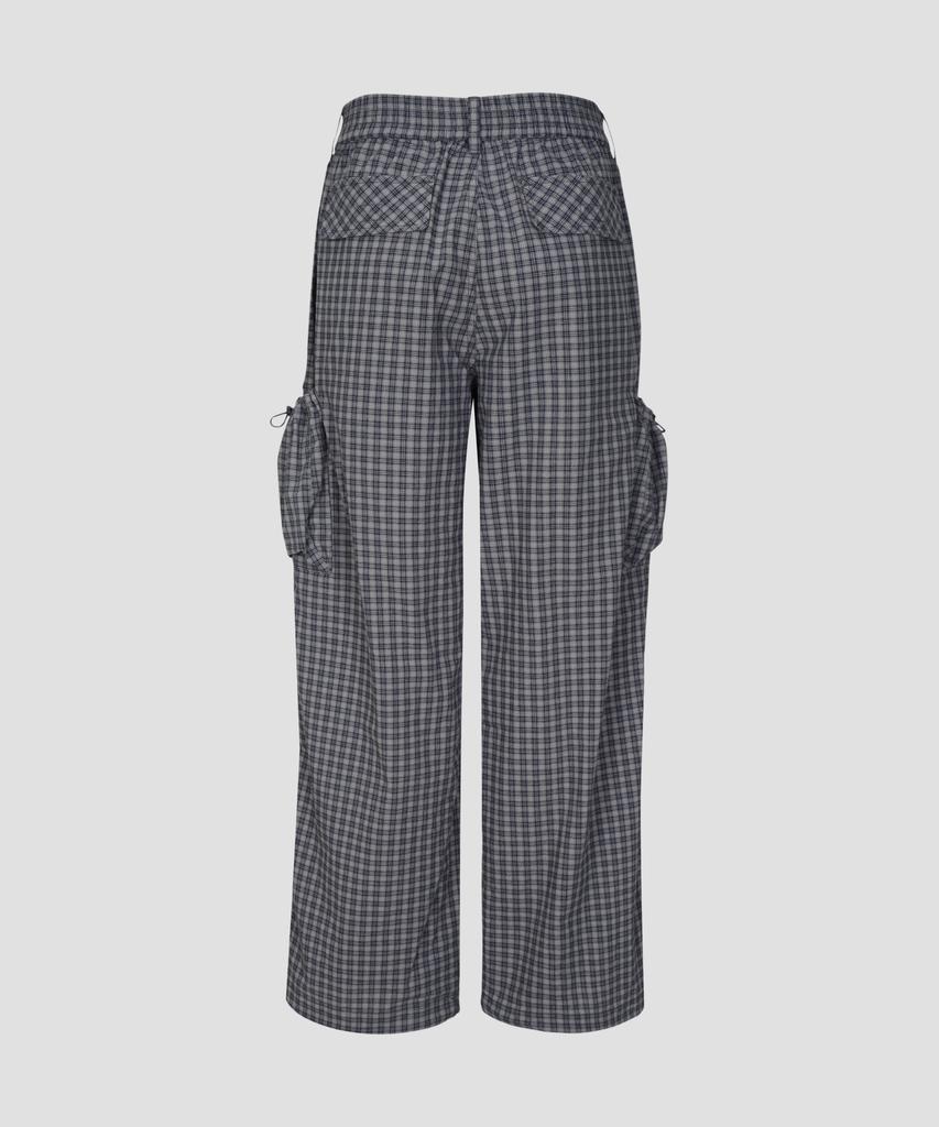 Beodeonteu Check String Cargo Elastic Pants [Navy]