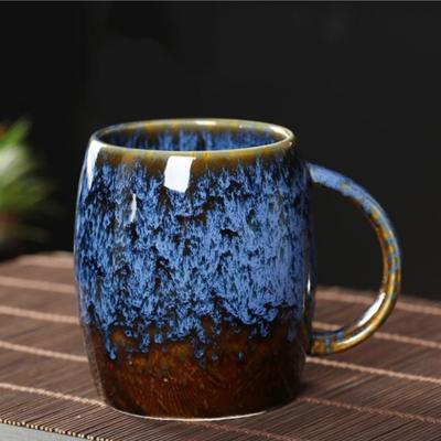 400ML European Retro Ceramic Mug Round Kiln-glazed Ceramic Coffee Cup Breakfast Milk Tea Cup Office Household Couple Water Cups