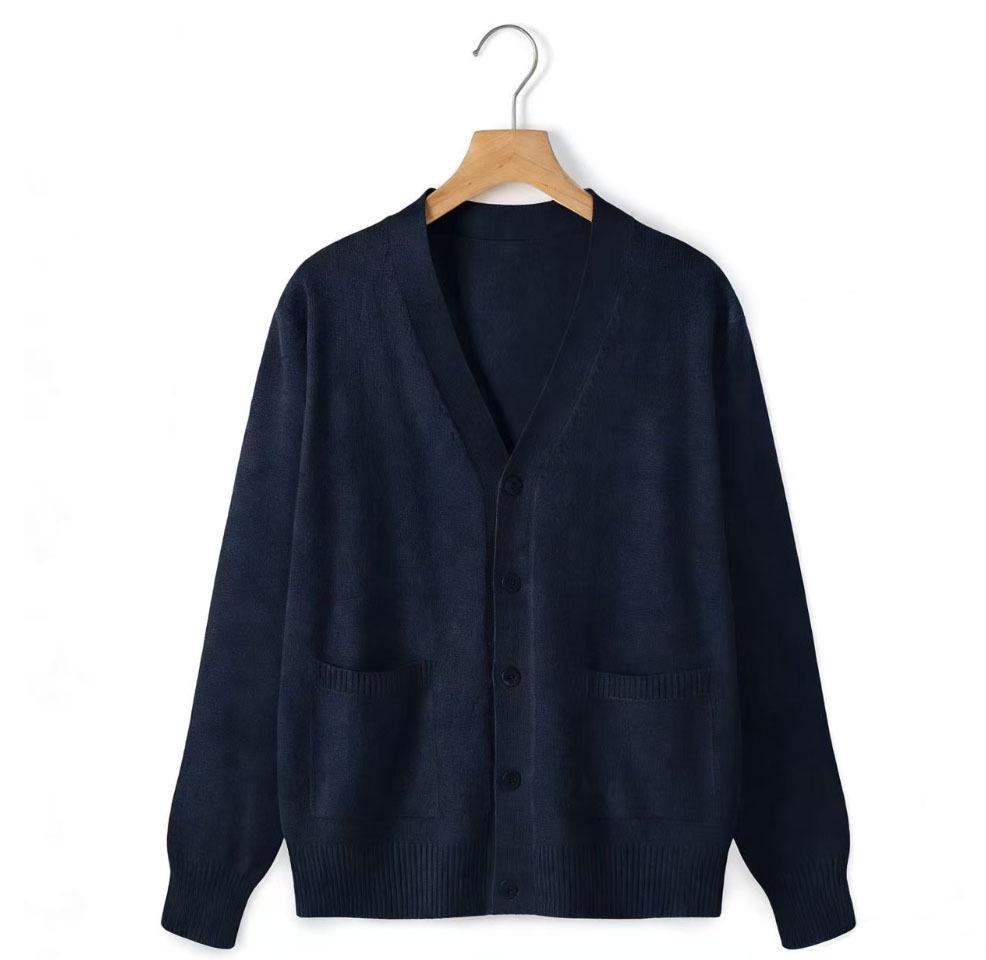 Japanese Style V-Neck Long Sleeve Knit Cardigan - Solid Color Academy Uniform