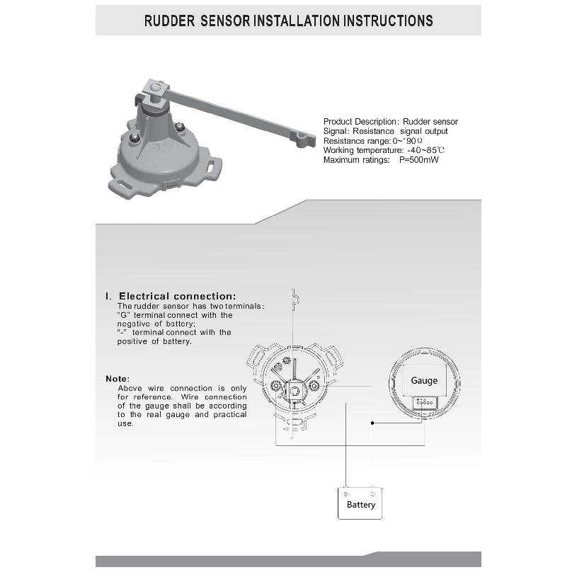 Neuestes Boot 52mm Ruderwinkelanzeige Messgerät Signal 0-190ohm mit 8 Farben Hintergrundbeleuchtung für Schiff Yacht Fahrzeug 9-32V