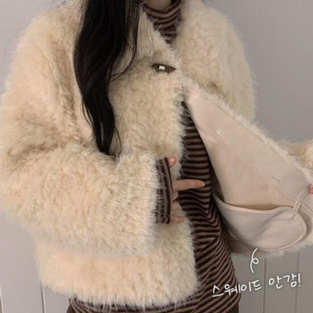 The Pink Loose Fit Fur Jacket