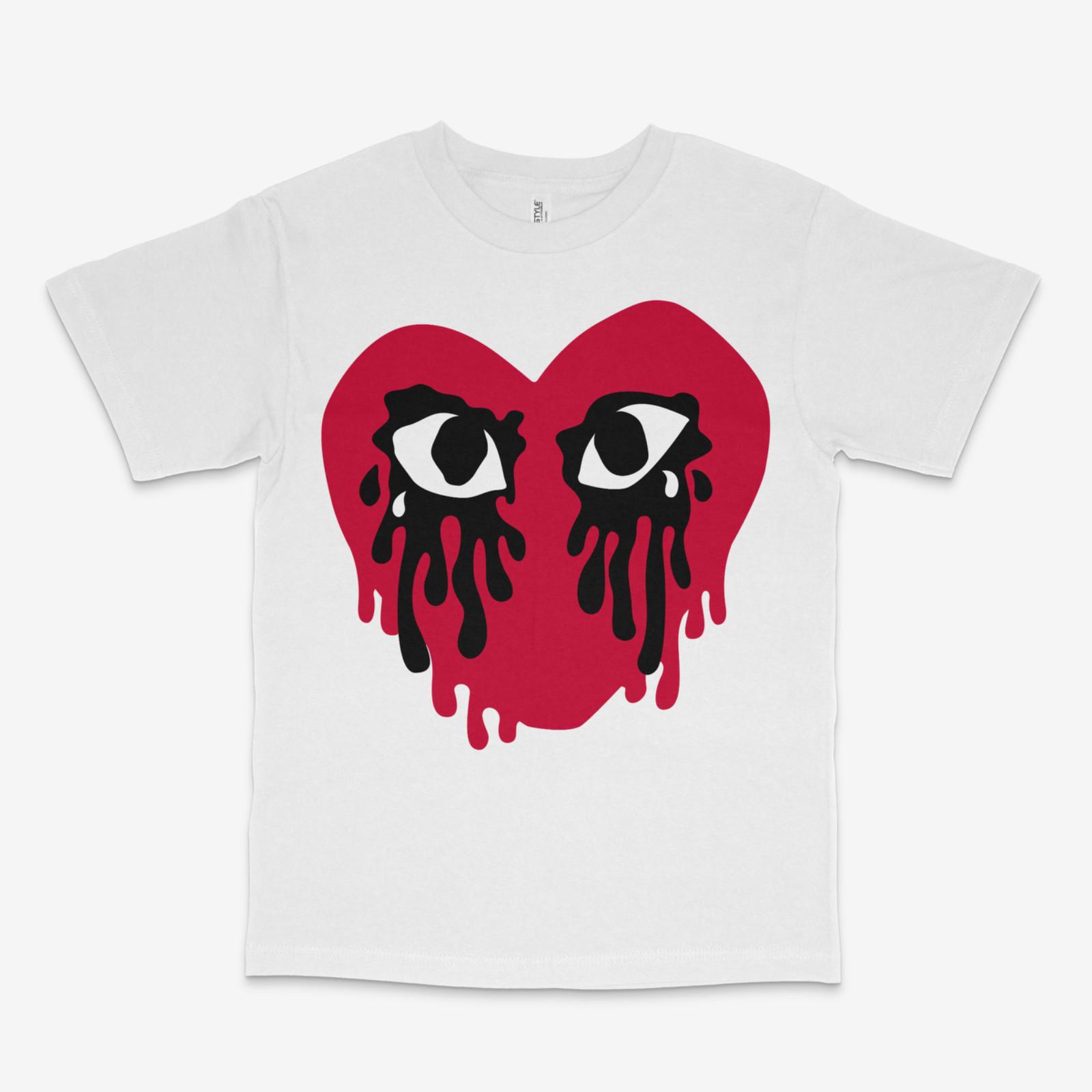 Crying Heart Bred 4s Drip White Tee S разноцветный