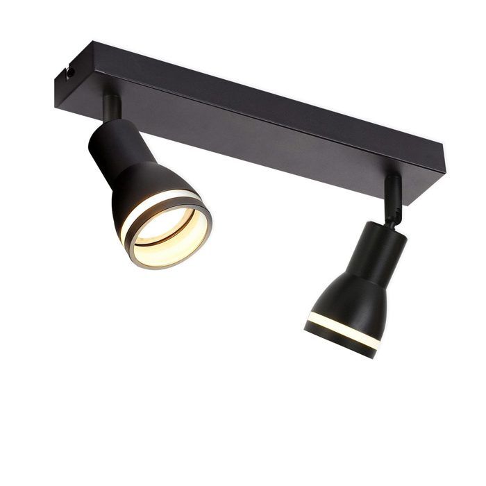 Spot de plafond - NETTLIFE - Spot plafond noir Nettlife - 2 x GU10 - Aluminium - Tête pivotante