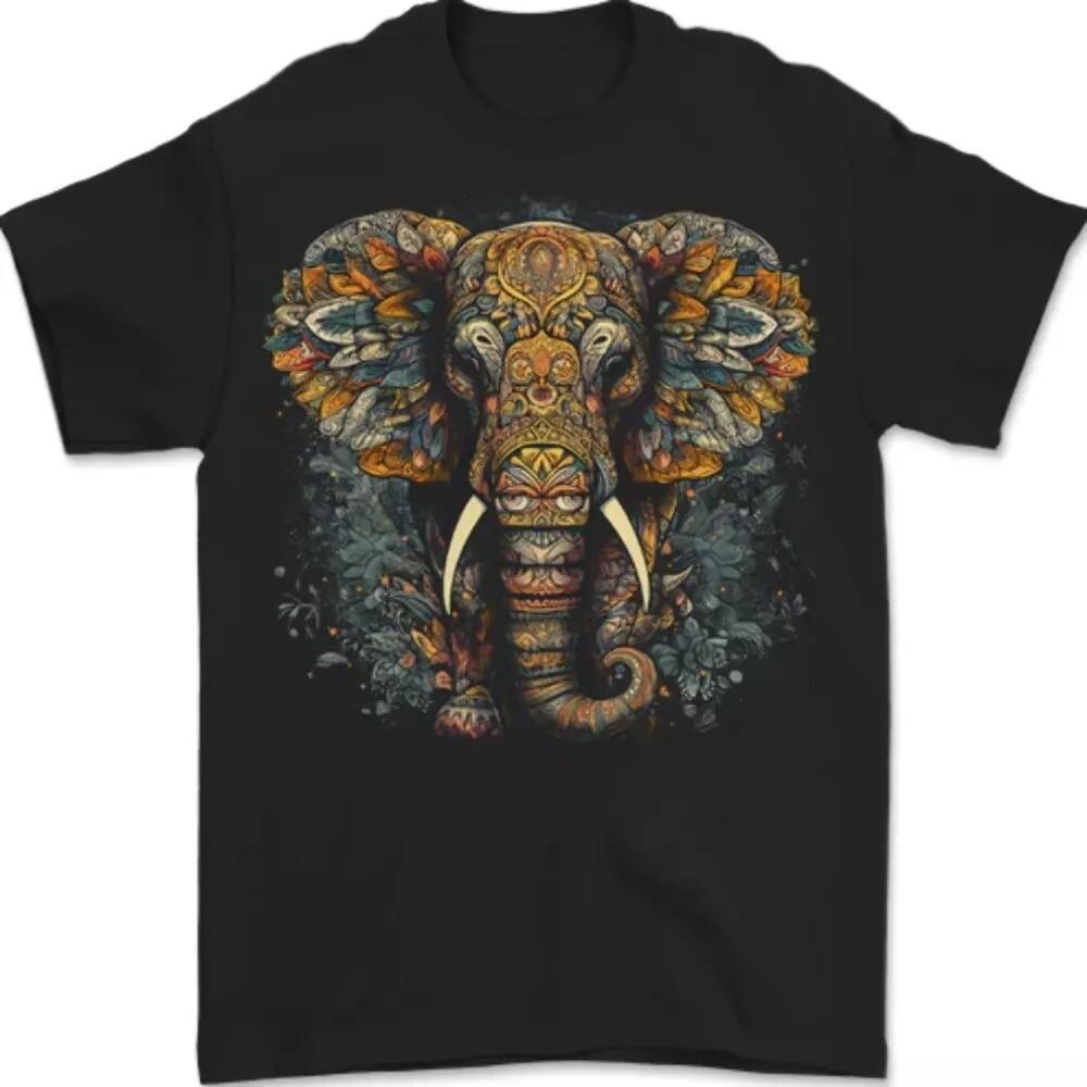 An Elephant With Tribal Markings Mens T-Shirt Unisex T-Shirt XXL
