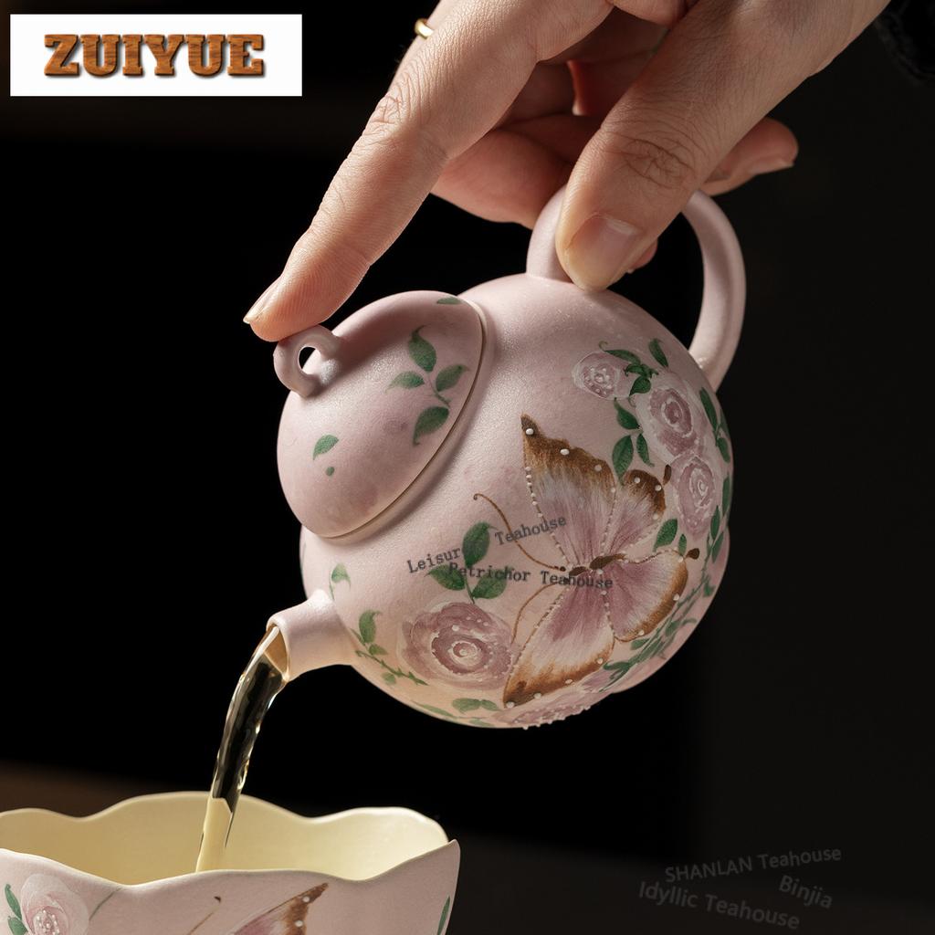 160ml Hand-painted Butterfly Teapot Ancient Tea Infuser Pot Tea Maker Kettle With Ball Hole Tableware Accessories Ornaments Gift