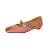 Sheepskin~ New retro single shoes women's skirt beautiful small leather shoes bow metal one-word buckle Mary Jane shoes