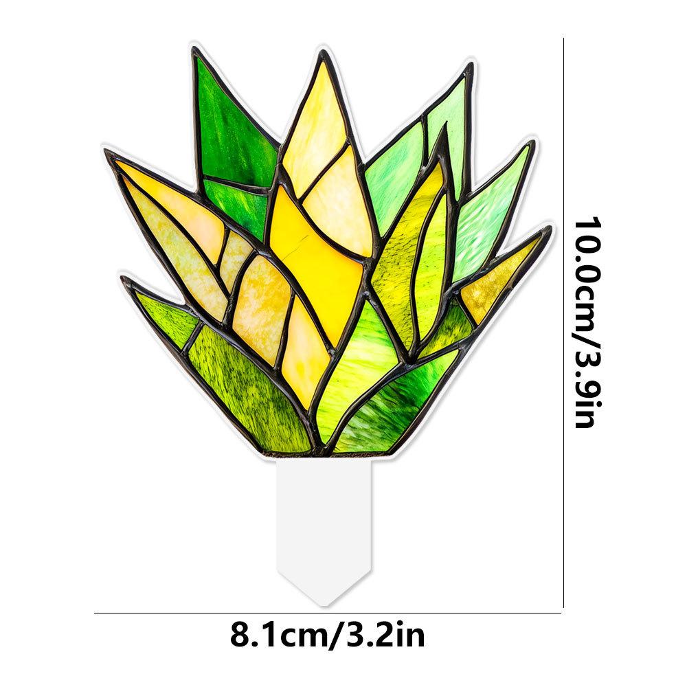 Plant Stained Glass Mushroom Cactus Glass Decor Flower Suncatcher Desk Windowsill Shelf Decor Plant Lover Gifts for Mom Teacher